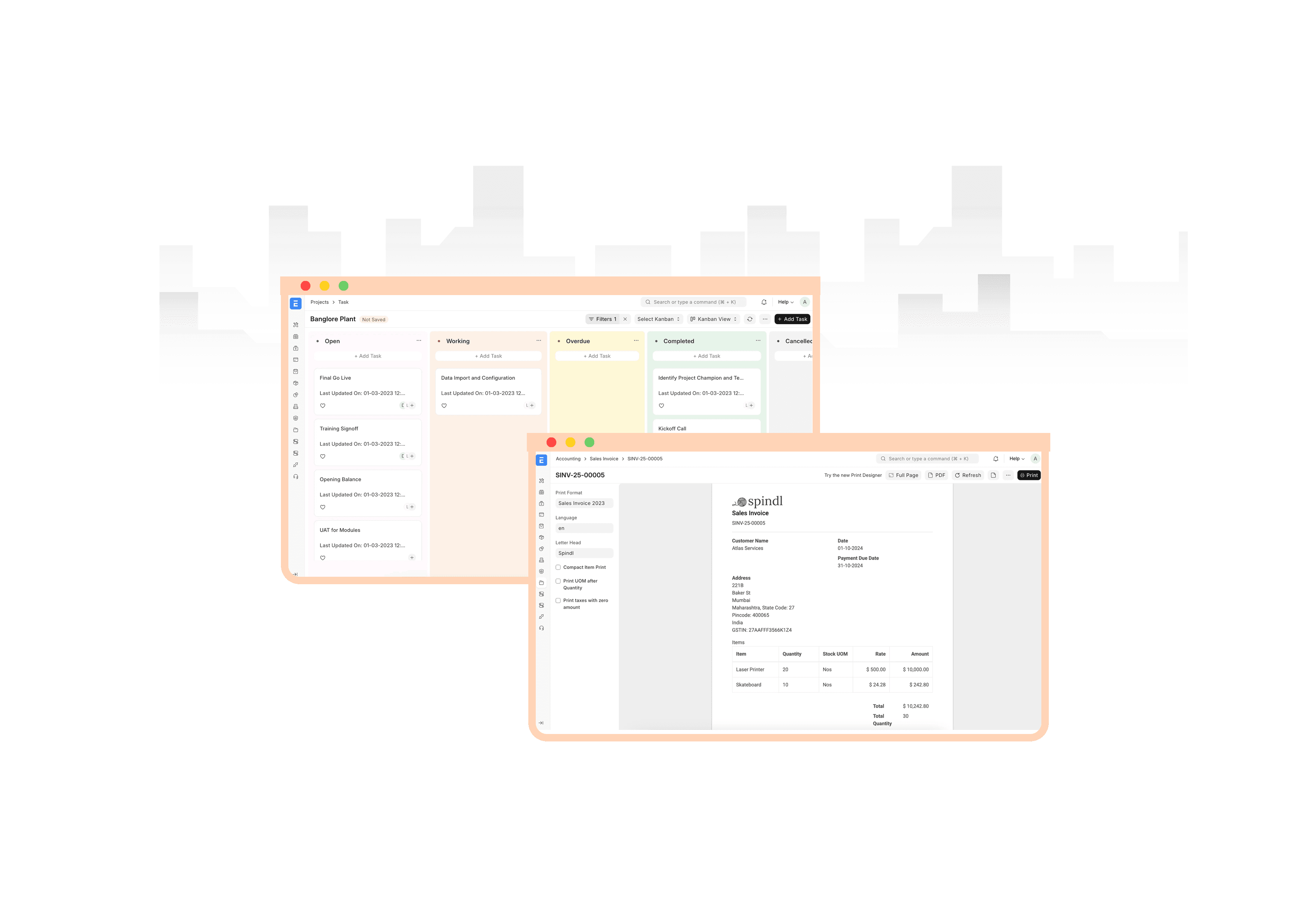 Professional Services dashboard